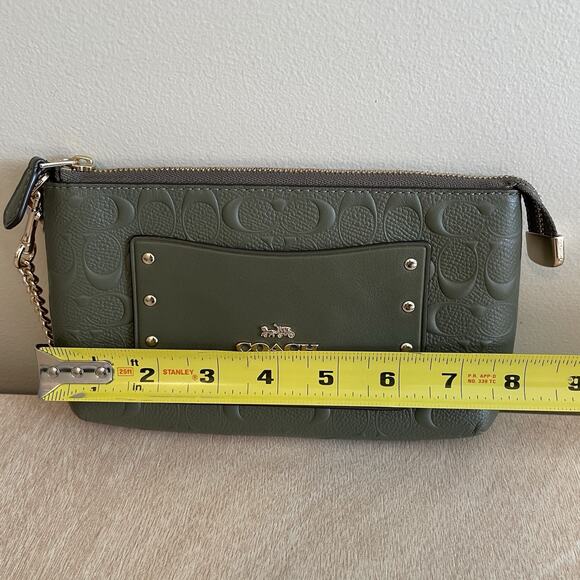 Coach Signature Embossed Leather Wristlet - Picture 14 of 16